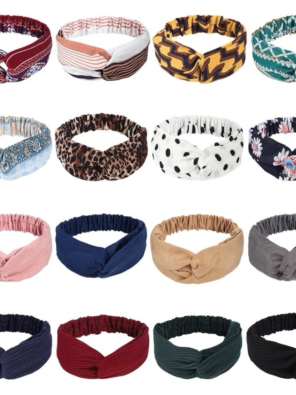 16 Pcs Hairbands for Women, Boho Headbands, Vintage Head Bands, Floral Twisted C